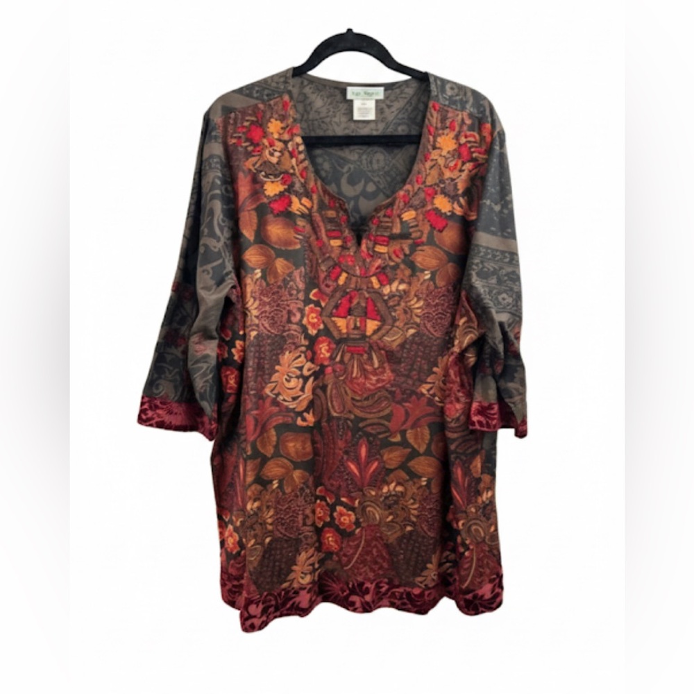 Ulla Popken BOHO Embroidered Detailed Cotton Tunic Top